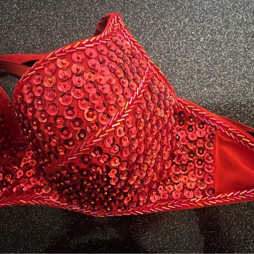 Red Sequin Embellished Bra - Picture 2 of 9